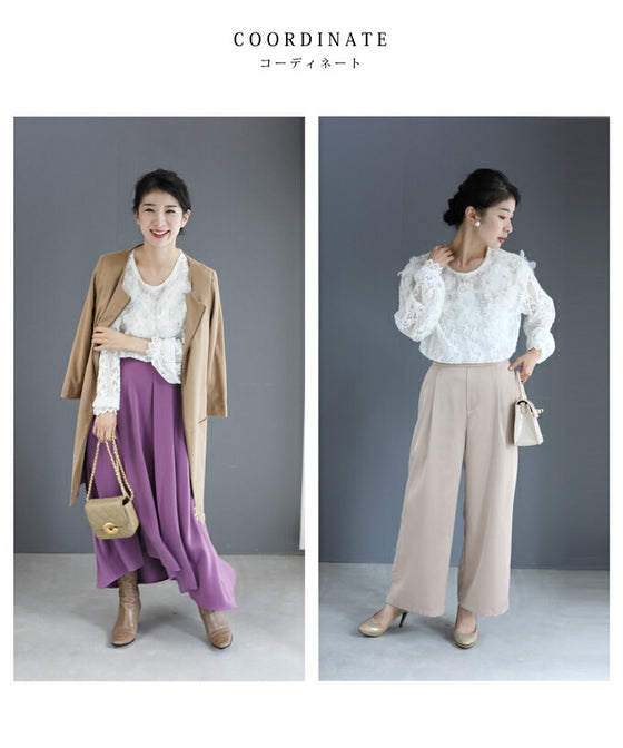 【セール商品返品交換不可】花びら浮かぶふわふわ起毛レースブラウストップス