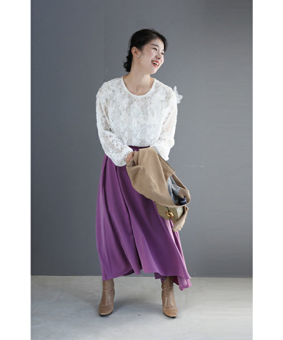 【セール商品返品交換不可】花びら浮かぶふわふわ起毛レースブラウストップス