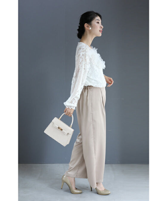 【セール商品返品交換不可】花びら浮かぶふわふわ起毛レースブラウストップス