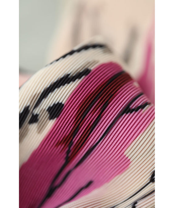 【アウトレット返品交換不可】木々が色づく重なるプリーツミディアムワンピース