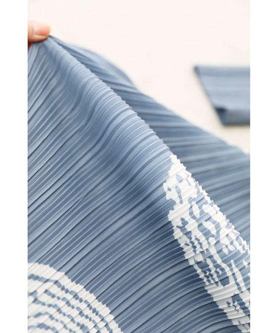 【セール商品返品交換不可】弾むようなアコーディオンプリーツの版画風ドットロングワンピース