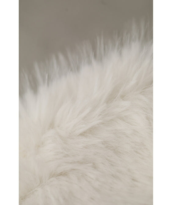 Fluffy white faux fur vest with luxurious pearl trim