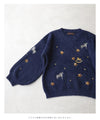 【アウトレット返品交換不可】夜空に浮かぶ回転木馬の刺繍ニットプルオーバートップス