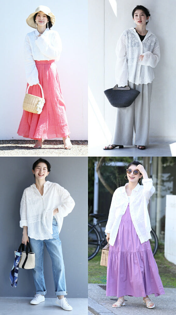 どこから見ても刺繍にうっとり ガーゼシャツ