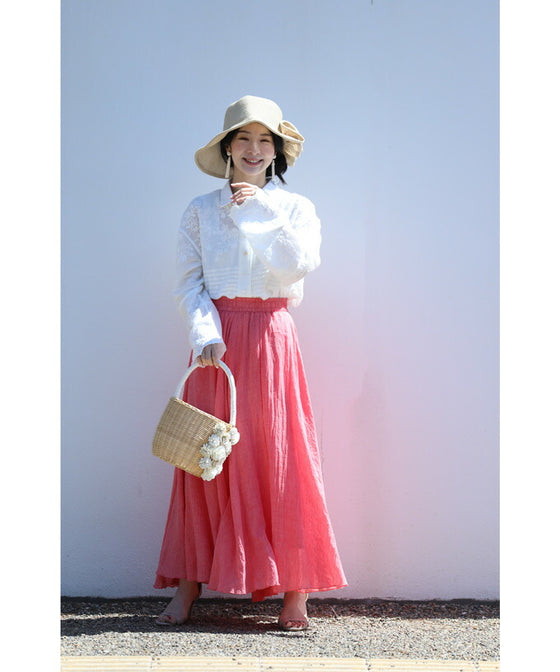 どこから見ても刺繍にうっとり ガーゼシャツ