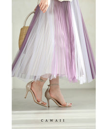  紫陽花グラデーションのふんわりチュールミディアムスカート