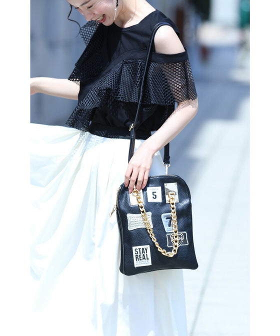 [Sale items cannot be returned or exchanged] Leather-like chain handle 3-way bag