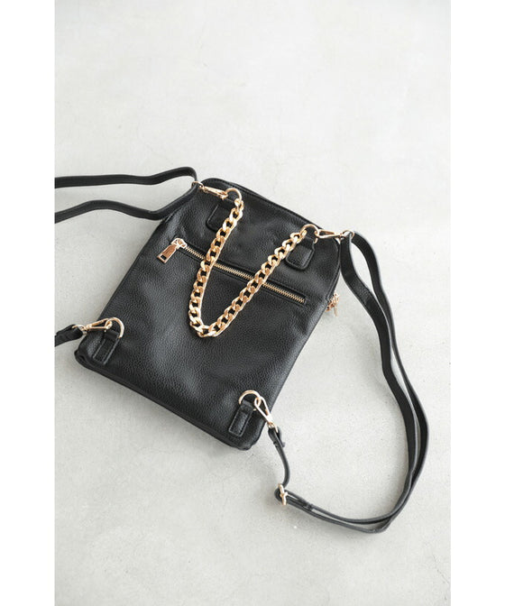 [Sale items cannot be returned or exchanged] Leather-like chain handle 3-way bag