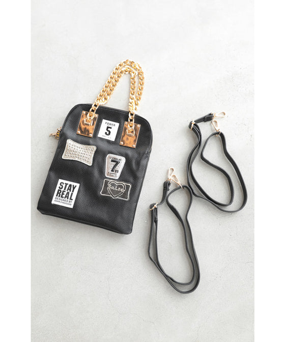 [Sale items cannot be returned or exchanged] Leather-like chain handle 3-way bag