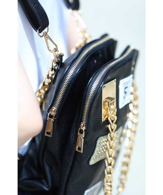 [Sale items cannot be returned or exchanged] Leather-like chain handle 3-way bag