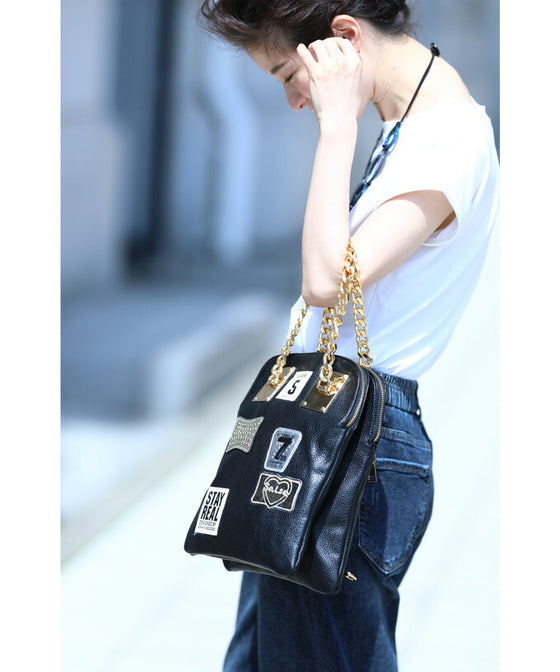 [Sale items cannot be returned or exchanged] Leather-like chain handle 3-way bag