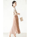 [Sale items cannot be returned or exchanged] Pleated skirt decorated with gorgeous side lace
