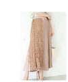 [Sale items cannot be returned or exchanged] Pleated skirt decorated with gorgeous side lace