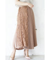 [Sale items cannot be returned or exchanged] Pleated skirt decorated with gorgeous side lace