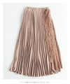 [Sale items cannot be returned or exchanged] Pleated skirt decorated with gorgeous side lace