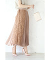 [Sale items cannot be returned or exchanged] Pleated skirt decorated with gorgeous side lace