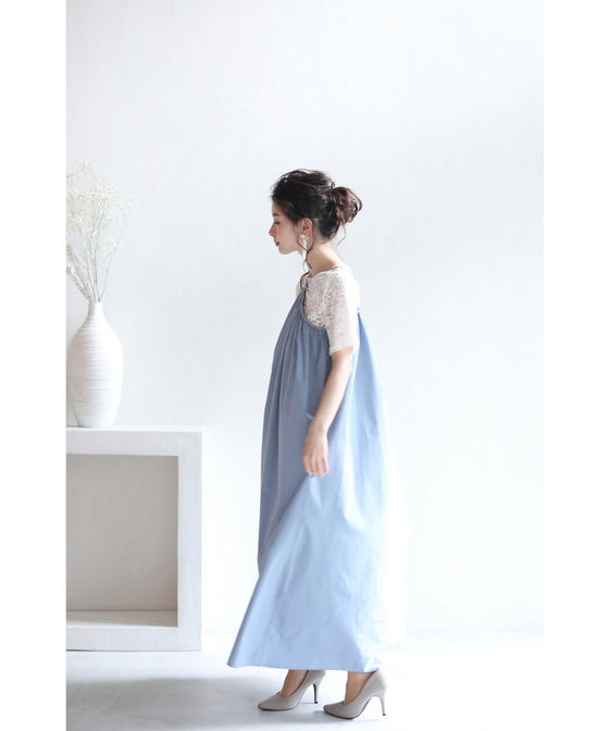 【アウトレット返品交換不可】胸元クロスのハングデザインロングワンピース