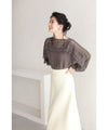 [Sale items cannot be returned or exchanged] Beautiful ladder lace boat neck knit top