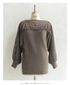 [Sale items cannot be returned or exchanged] Beautiful ladder lace boat neck knit top
