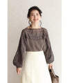[Sale items cannot be returned or exchanged] Beautiful ladder lace boat neck knit top