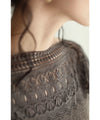 [Sale items cannot be returned or exchanged] Beautiful ladder lace boat neck knit top