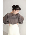 [Sale items cannot be returned or exchanged] Beautiful ladder lace boat neck knit top