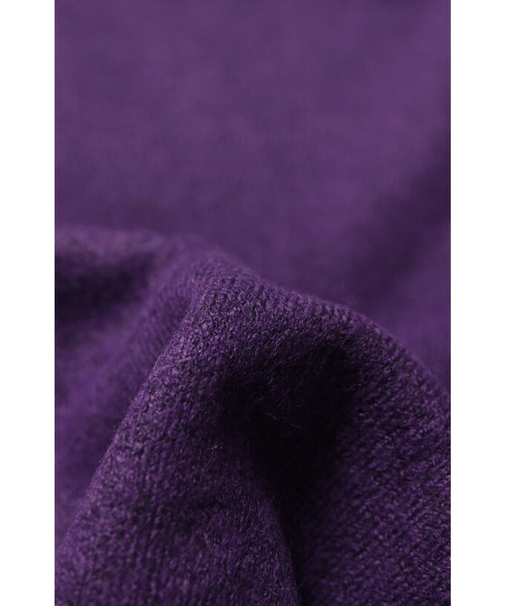 【セール商品返品交換不可】（M~3L対応）（パープル）前後差ヘムラインカットのニットトップス