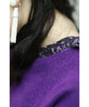 【セール商品返品交換不可】（M~3L対応）（パープル）前後差ヘムラインカットのニットトップス