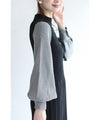 Houndstooth sleeve knit pleated midi dress (with belt)