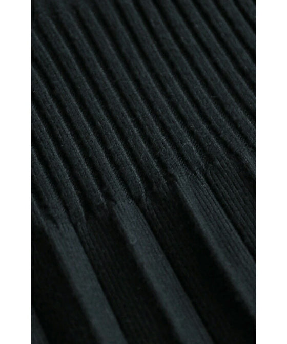 千鳥格子スリーブのニットプリーツミディアムワンピース(ベルト付)