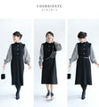 Houndstooth sleeve knit pleated midi dress (with belt)