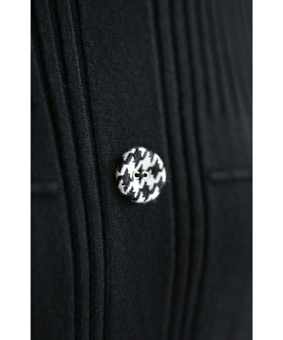 千鳥格子スリーブのニットプリーツミディアムワンピース(ベルト付)