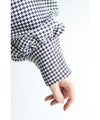 Houndstooth sleeve knit pleated midi dress (with belt)