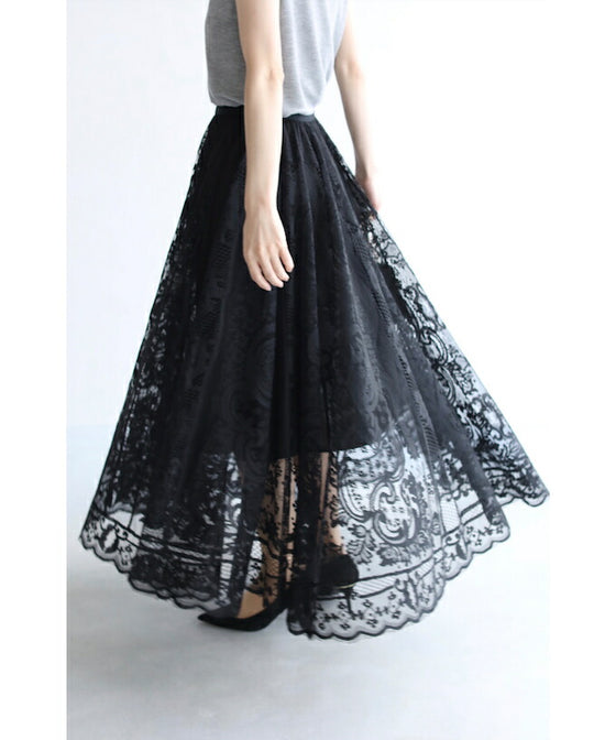 Easy to wear and beautiful. A gorgeous lace midi skirt
