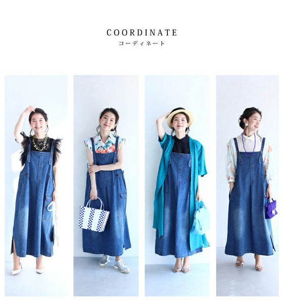 【セール商品返品交換不可】8通りの着回しを楽しむデニムサロペットワンピース