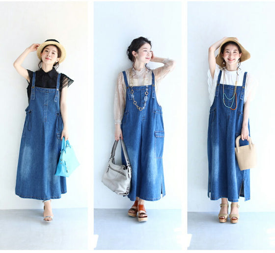 【セール商品返品交換不可】8通りの着回しを楽しむデニムサロペットワンピース