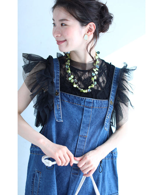 【セール商品返品交換不可】8通りの着回しを楽しむデニムサロペットワンピース