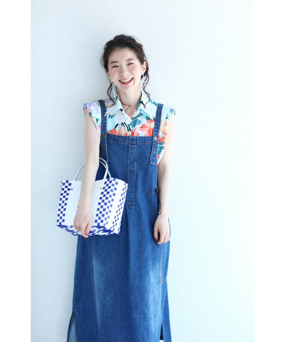 【セール商品返品交換不可】8通りの着回しを楽しむデニムサロペットワンピース