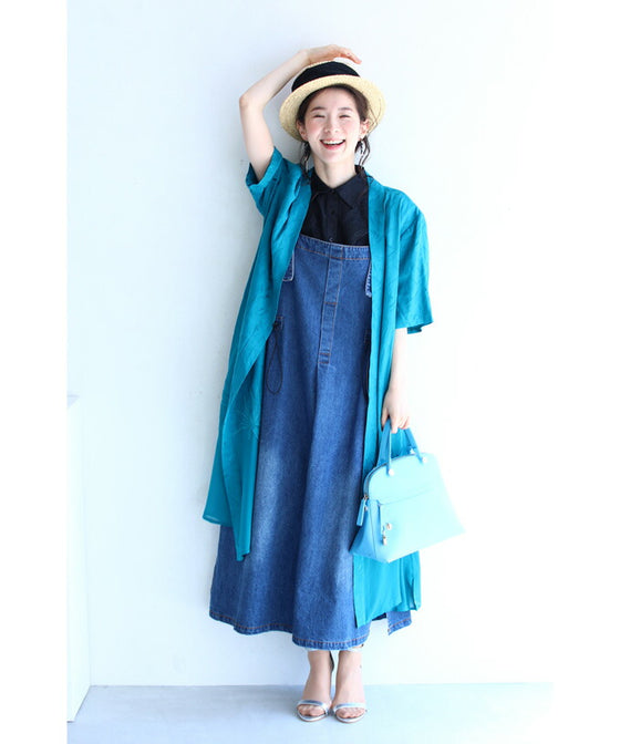 【セール商品返品交換不可】8通りの着回しを楽しむデニムサロペットワンピース