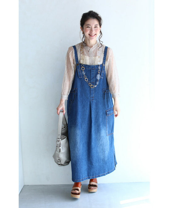 【セール商品返品交換不可】8通りの着回しを楽しむデニムサロペットワンピース