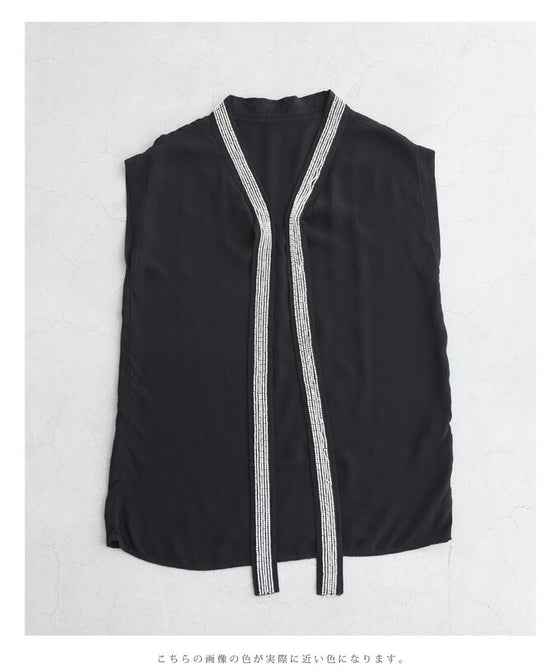 【アウトレット返品交換不可】存在感あるビジュータイの艶カットソートップス