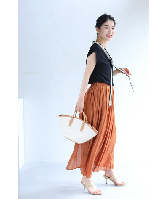 【アウトレット返品交換不可】存在感あるビジュータイの艶カットソートップス