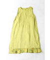 A refreshing yellow-green leaf patterned mid-length dress