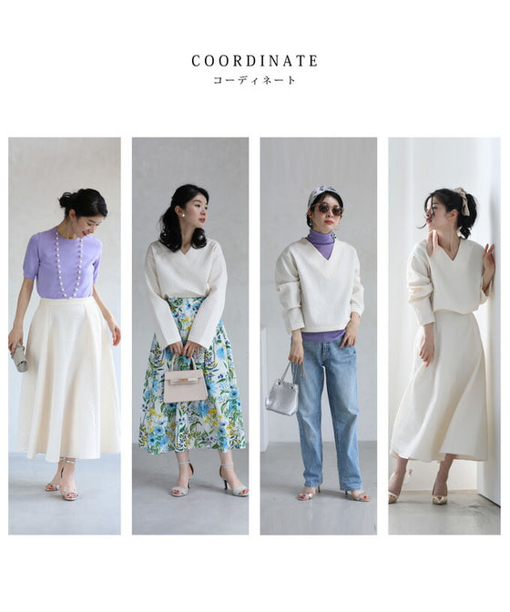 ぽこぽこ浮き立つエンボス加工の立体柄セットアップ