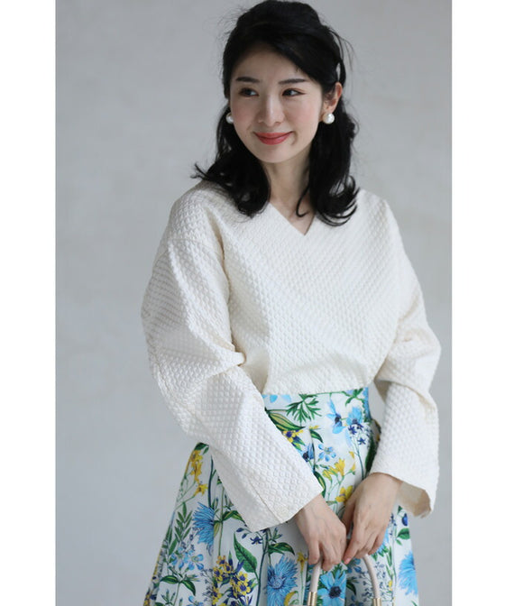 ぽこぽこ浮き立つエンボス加工の立体柄セットアップ