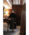 Knit top with puffed sleeves and off-neck puffed sleeves