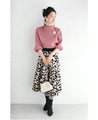 Knit top with puffed sleeves and off-neck puffed sleeves