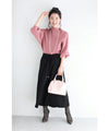 Knit top with puffed sleeves and off-neck puffed sleeves