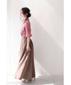 Knit top with puffed sleeves and off-neck puffed sleeves