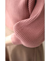 Knit top with puffed sleeves and off-neck puffed sleeves